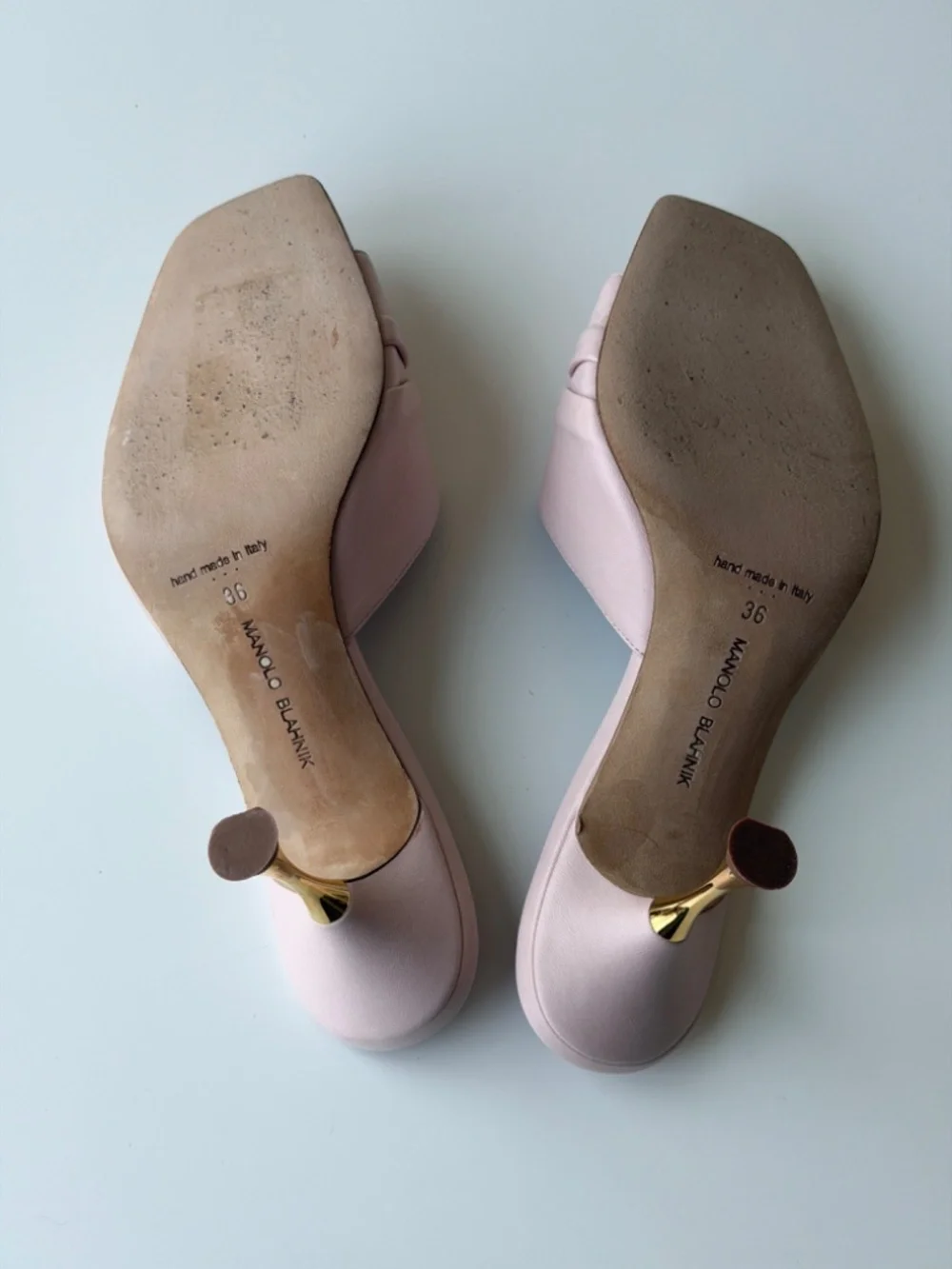 Vintage Manolo Blahnik dusty pink leather mules, IT 36